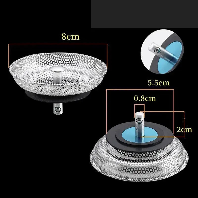 Stainless steel waste plug sink strainer by Simples Market, 8cm diameter mesh basin drain filter.