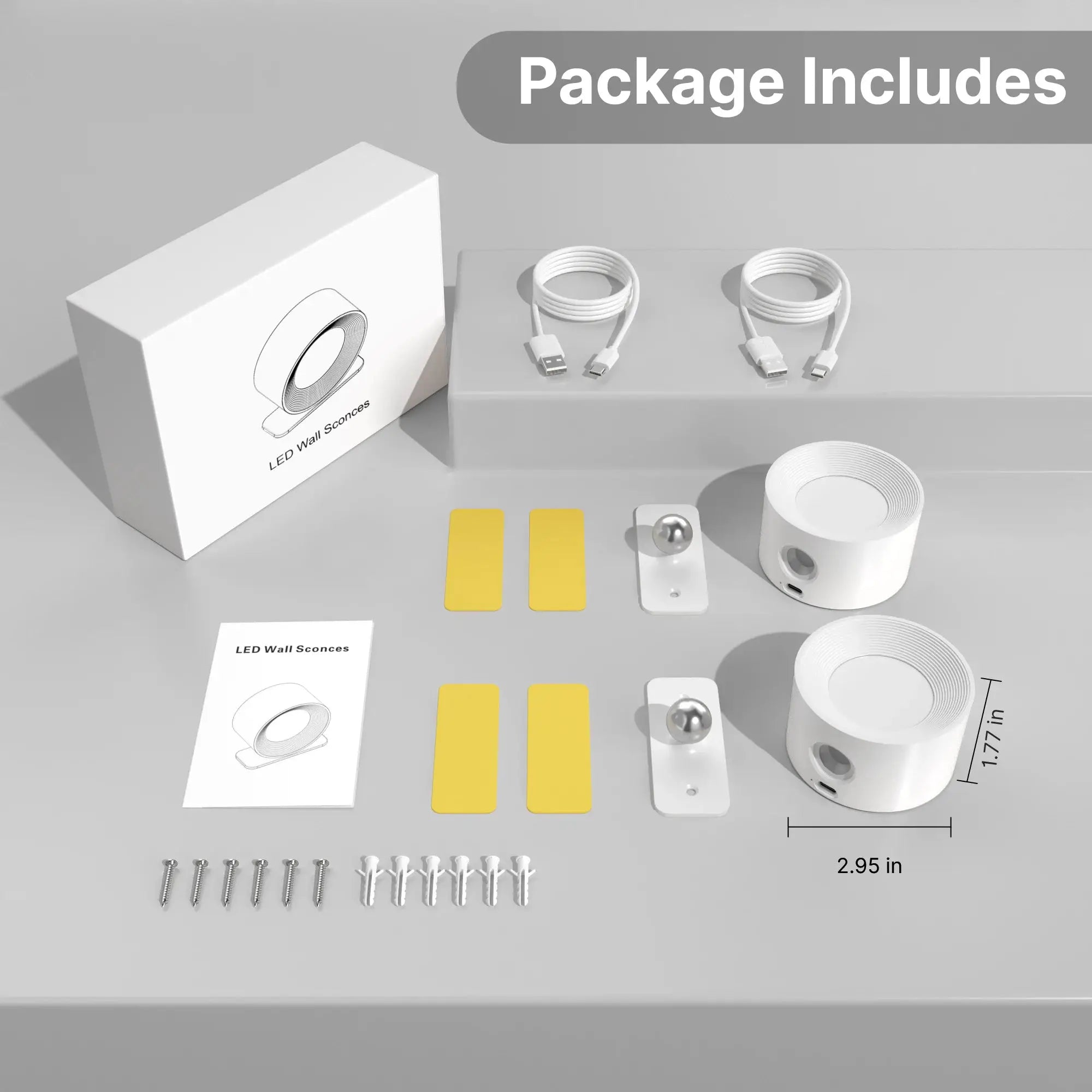 LED indoor wall lamps kit by Simples Market with 2000mAh rechargeable battery and 360° rotation