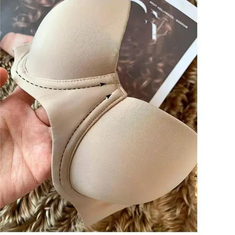 Women’s seamless nude half-cup push-up bra, Simples Market, non-wire, 2-hook back