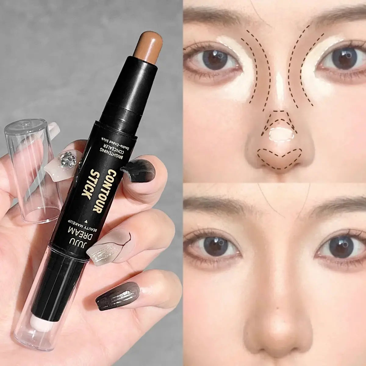 LuminaGlow Dual Ended Contour Stick All In One Foundation Concealer Bronzer And Highlighter For Lasting Definition