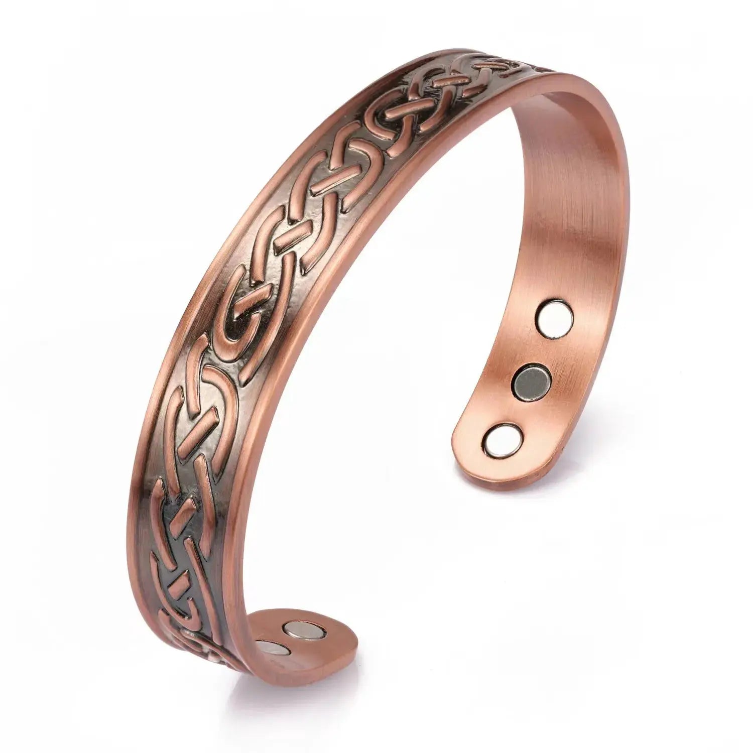 European And American Retro Water Ripple Magnetic Antique Red Copper Adjustable Open Cuff Energy Bracelet