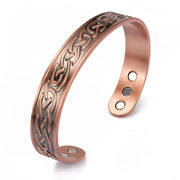 European And American Retro Water Ripple Magnetic Antique Red Copper Adjustable Open Cuff Energy Bracelet