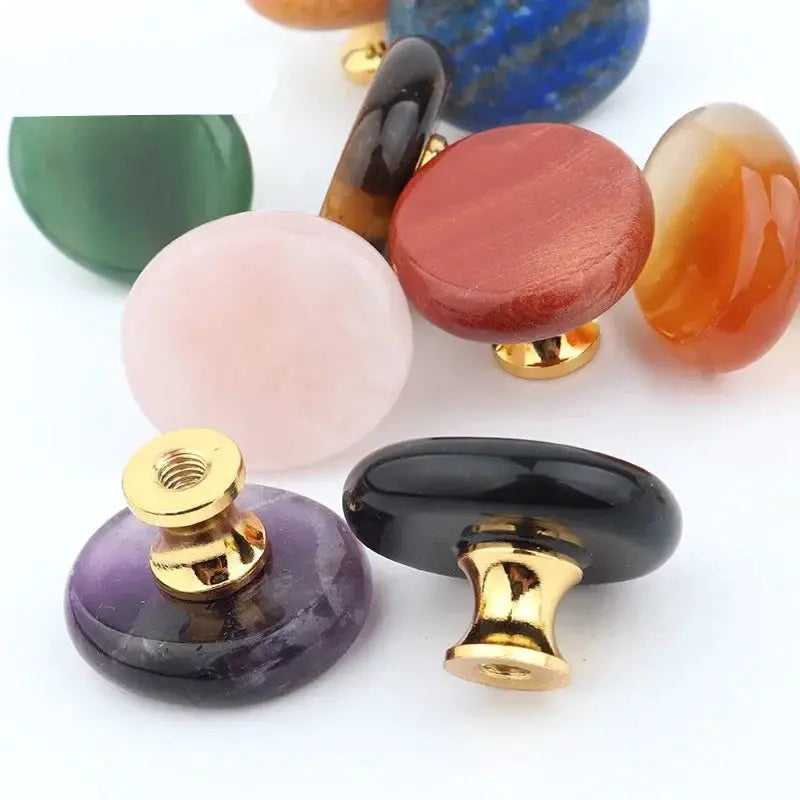 Light Luxury Natural Stone Crystal Aura Handle For Kitchen Cabinet Doors And Drawers And Jewelry Boxes