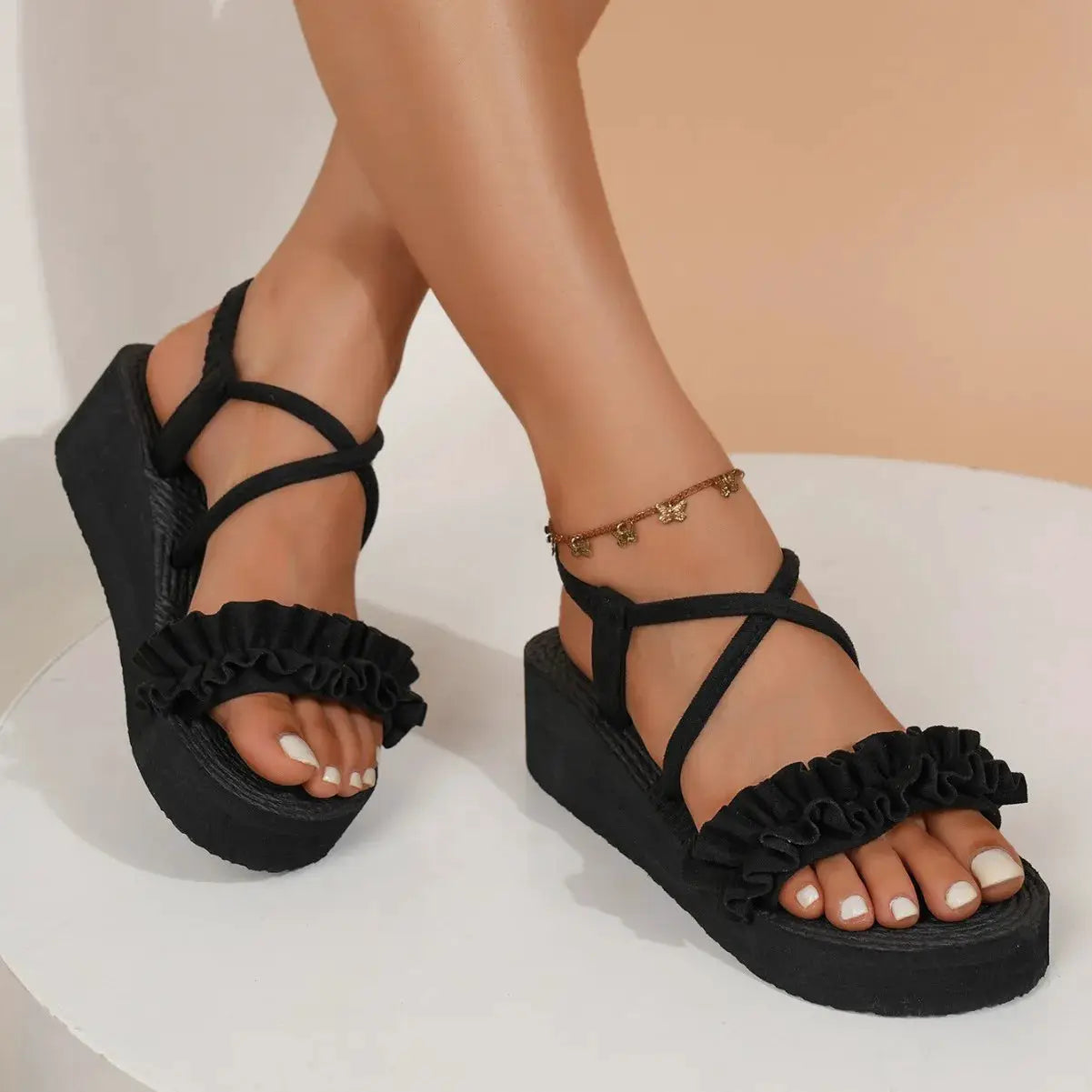 2026 Womens Summer Sandals Leisure Wedges Lightweight EVA Sole Elastic Back Strap Platform Sandals