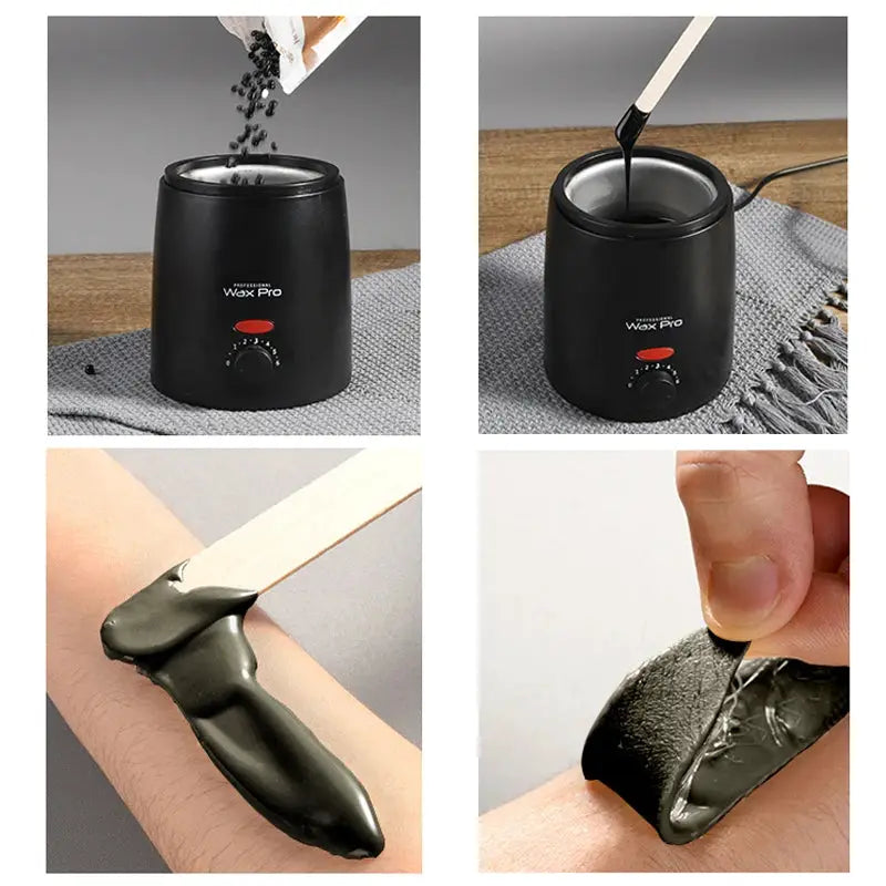Simples Market Wax Pro 200ml black wax heater for depilation, melting paraffin wax and applying with a wooden stick.