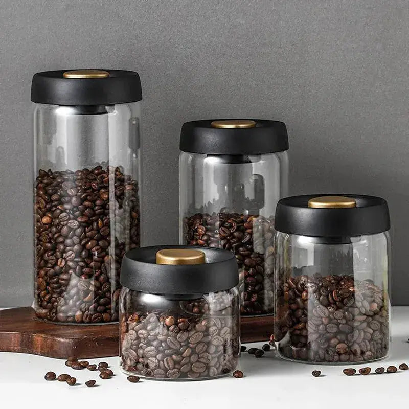 Vacuum Sealed Glass Storage Jar for Coffee Beans Tea Spices Rice and Nuts Moisture Proof Kitchen Storage