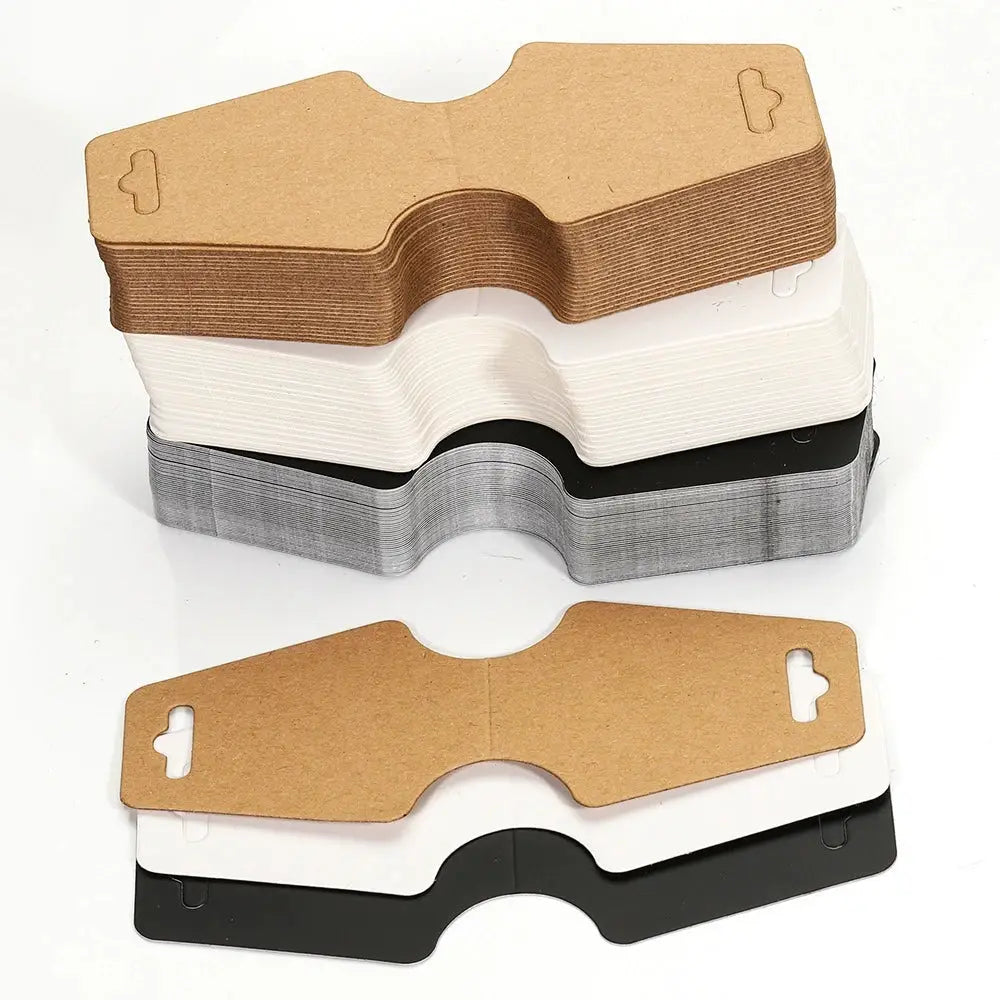 Blank Kraft Paper Display Cards For Necklace And Bracelet Packaging Foldable Tags 50 And 100 Pack Black White Khaki