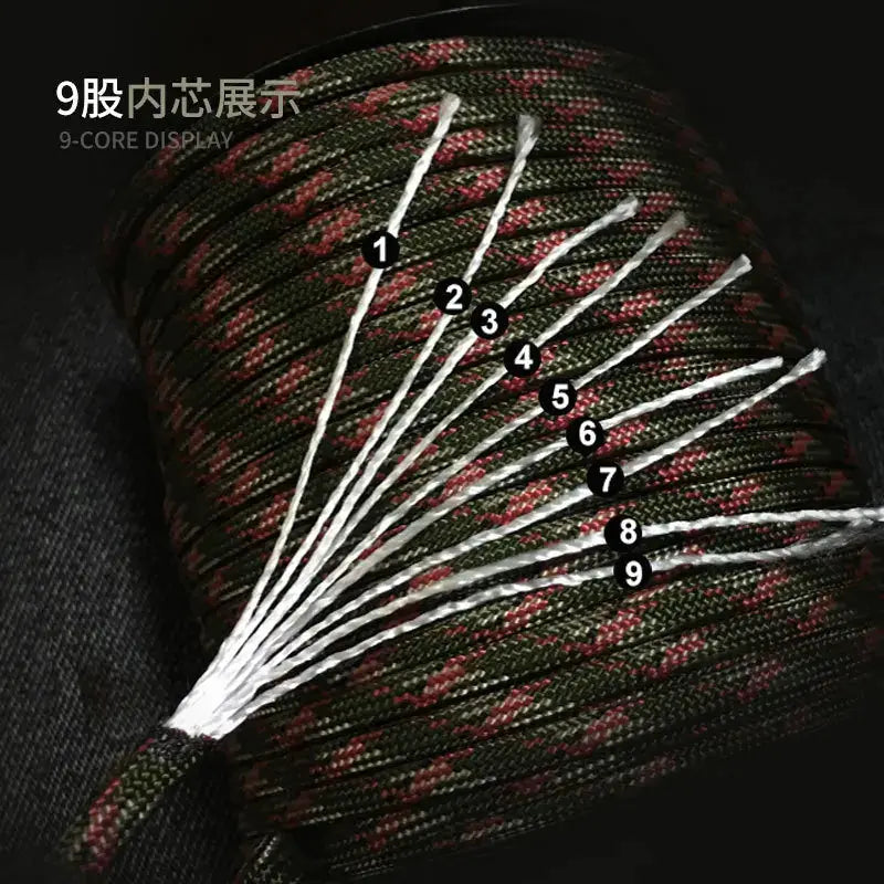 100m 50m 550 Paracord 9 Core Military Standard 4mm Outdoor Parachute Cord Survival Umbrella Tent Lanyard