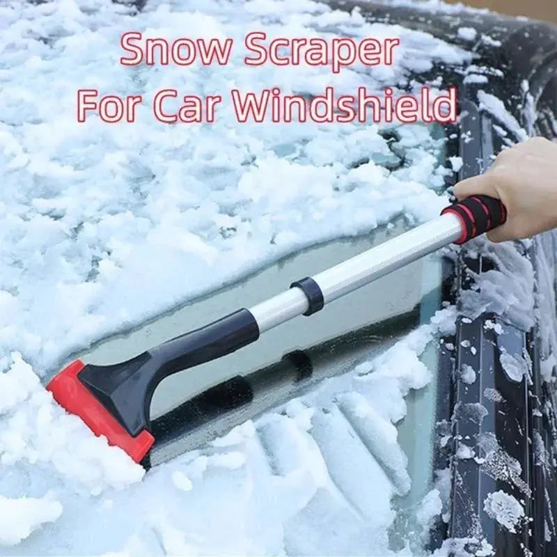 Extendable aluminum snow brush ice scraper by Simples Market for car windshield, extra-long design