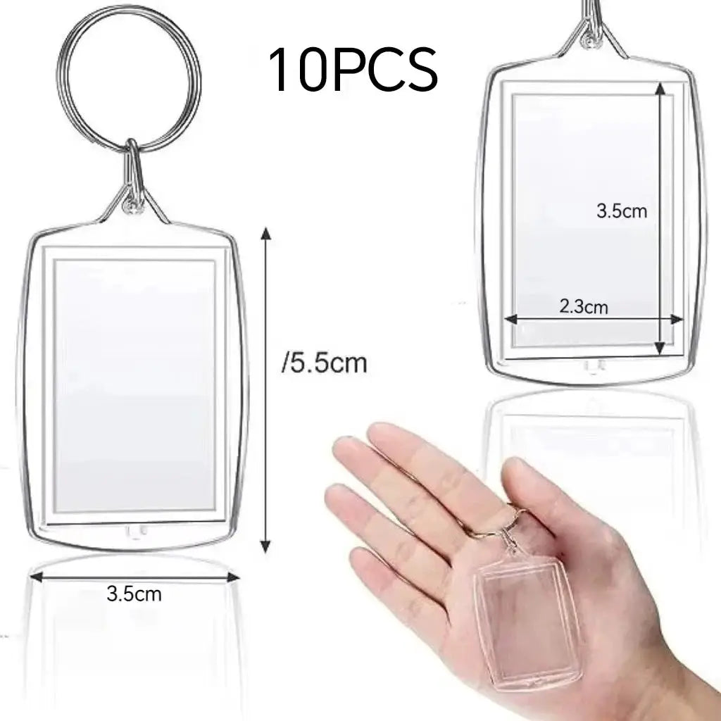 10 Pack Transparent Photo Frame Keychains With Tassels Snap In Clear Acrylic Blank Inserts For Custom Photos