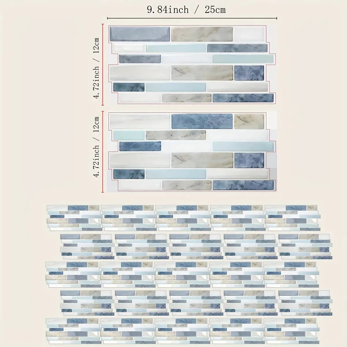 Simples Market 25-piece marble 3D self-adhesive tile stickers; waterproof, oilproof kitchen & bathroom mosaic sheets