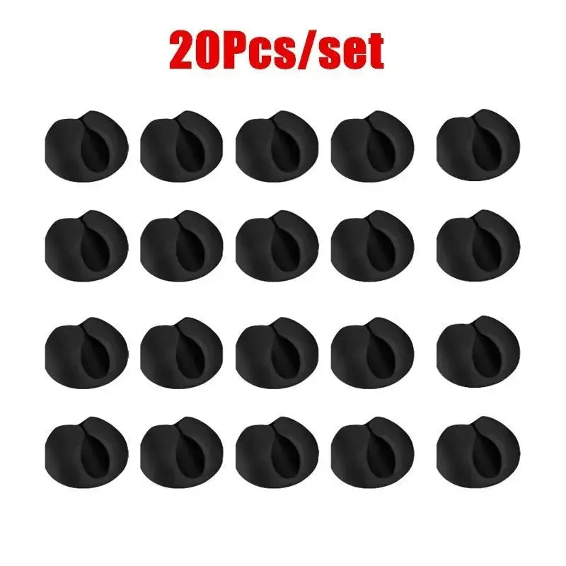 10 Or 20 Piece Silicone Cable Clips Organizer For Desktop And Car Cables USB Chargers And Tablet Wires