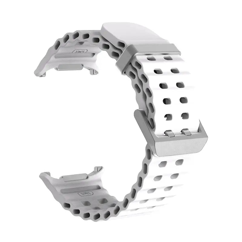 Simples Market Marine Band silicone strap for Samsung Galaxy Watch Ultra2 47mm white perforated sports band