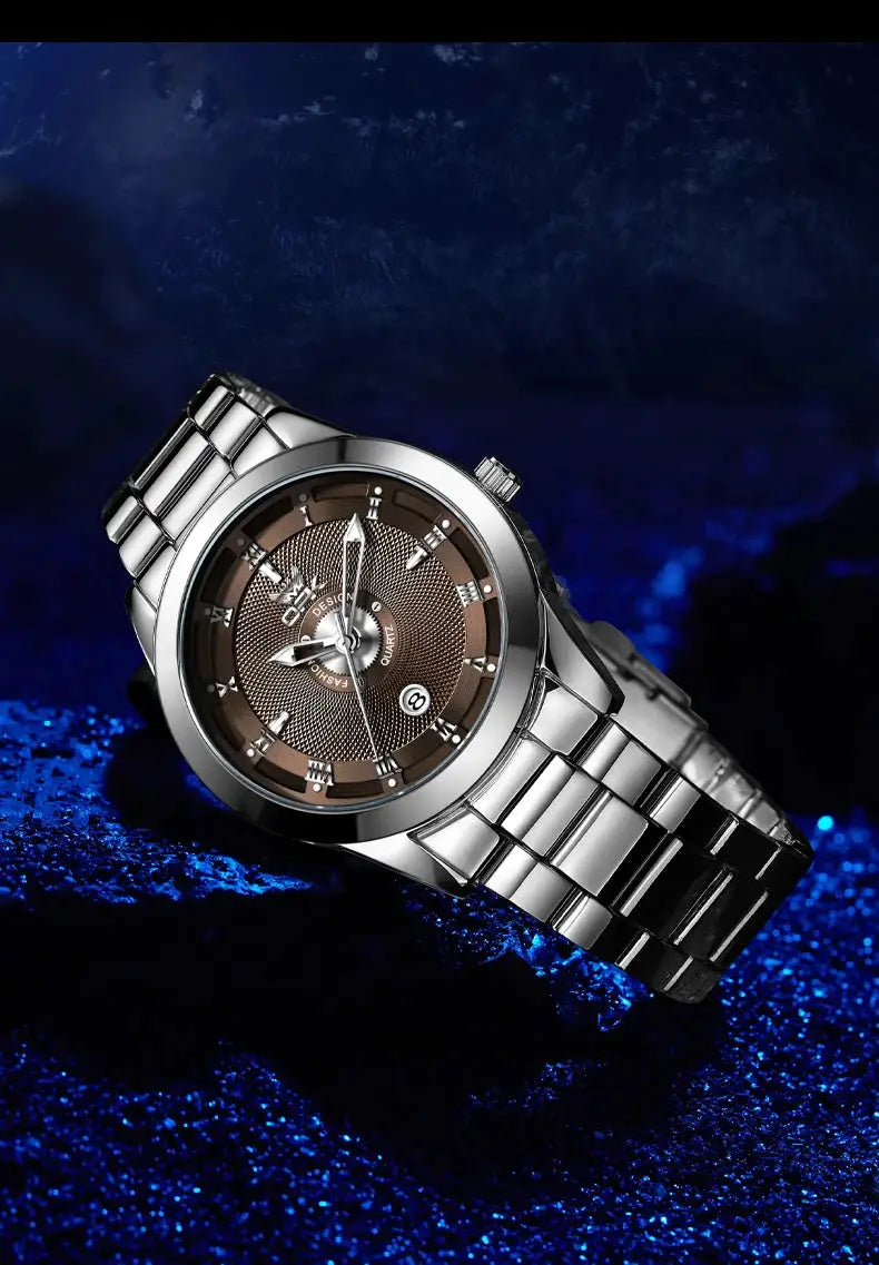 Men's watch OPK 6056 by Simples Market; stainless steel with brown dial and silver bracelet