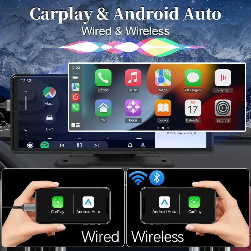 10.26 Inch Car Mirror Radio CarPlay Android Auto Bluetooth USB