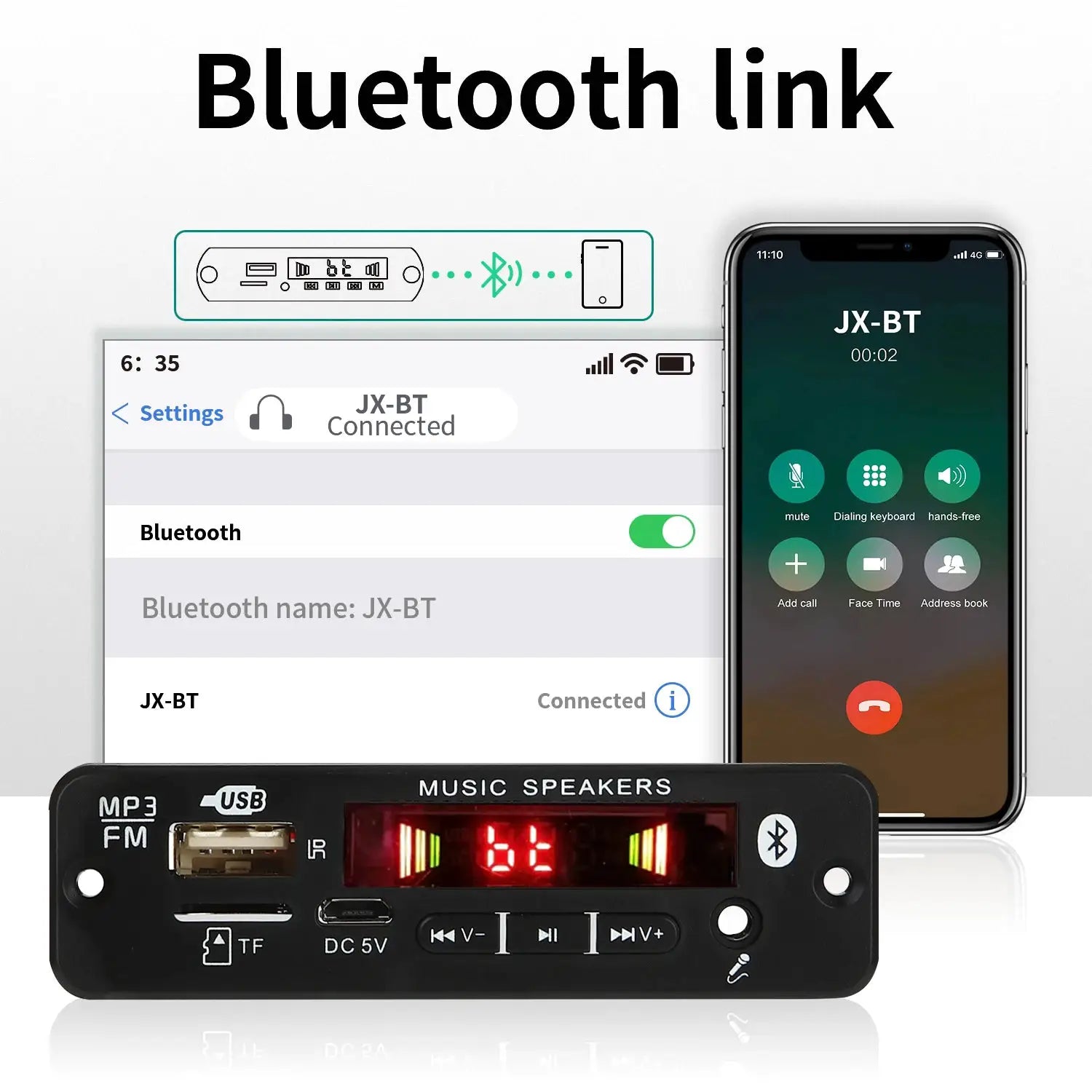 160W Bluetooth MP3 WMA APE Decoder Board Car Audio 12V USB TF FM Radio Handsfree Microphone Mp3 Player