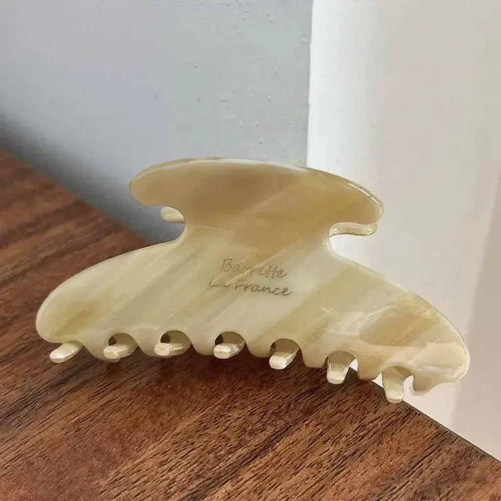 ChicWood Vintage French Hair Clip Two Tone Wood Grain and Marbled Design for All Day Hold