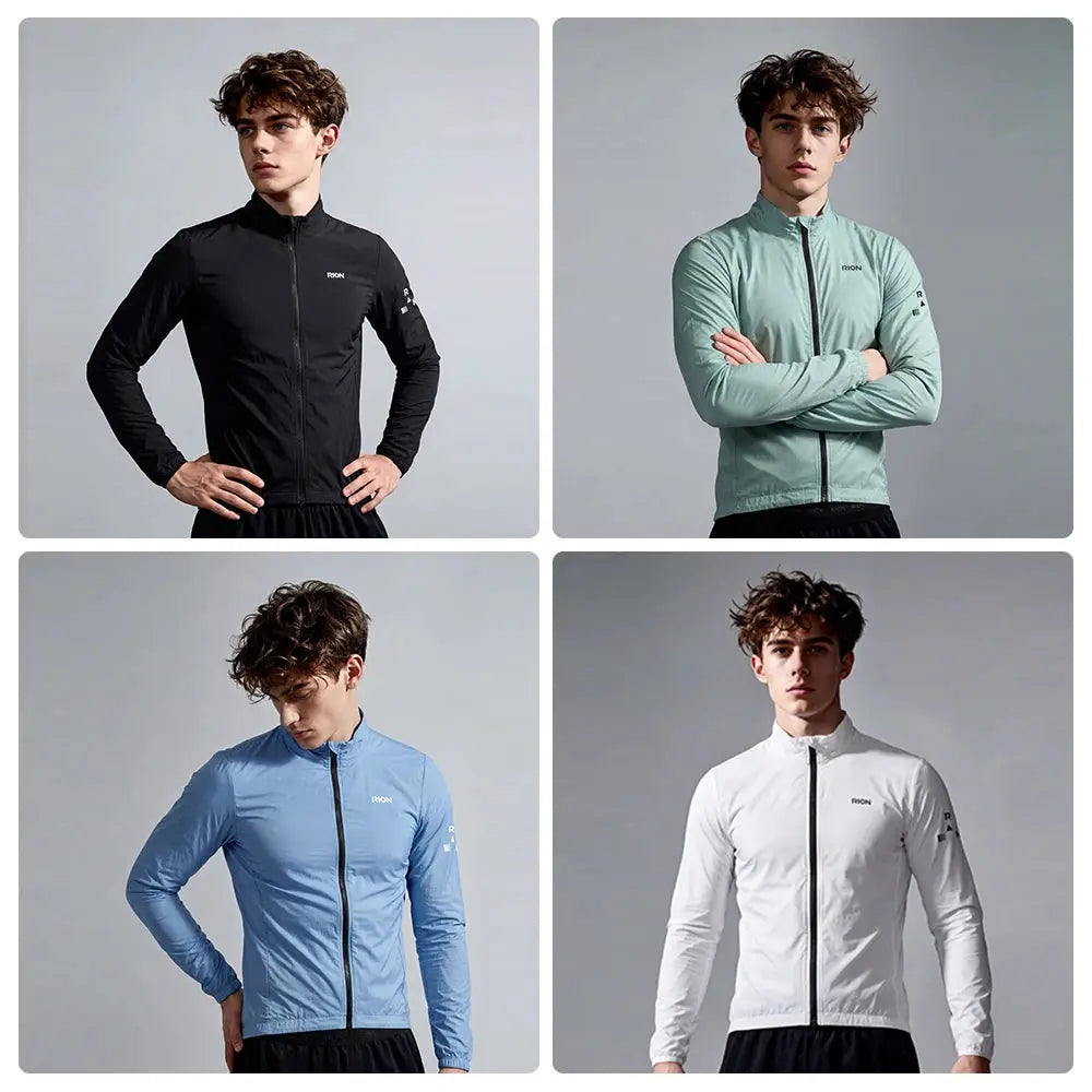 RION men's windbreaker jacket 4-color set: black, mint, blue, white; lightweight, windproof, packable Simples Market.