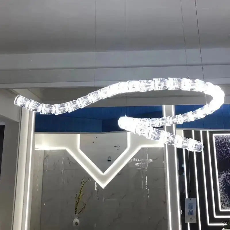 Necklace chandelier ceiling light by Simples Market, multi-strand crystal acrylic bead strands with adjustable length