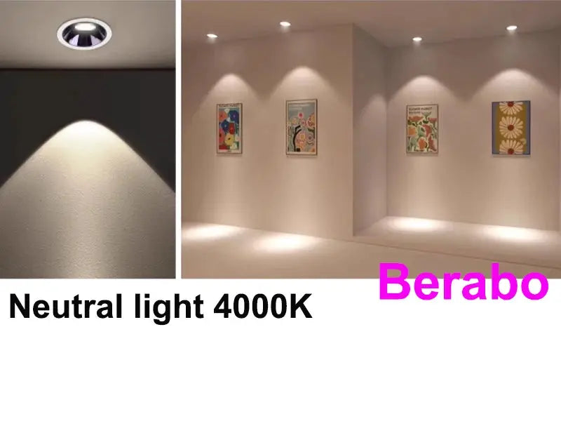 Recessed LED downlight COB by Simples Market, dimmable, neutral 4000K ceiling lighting