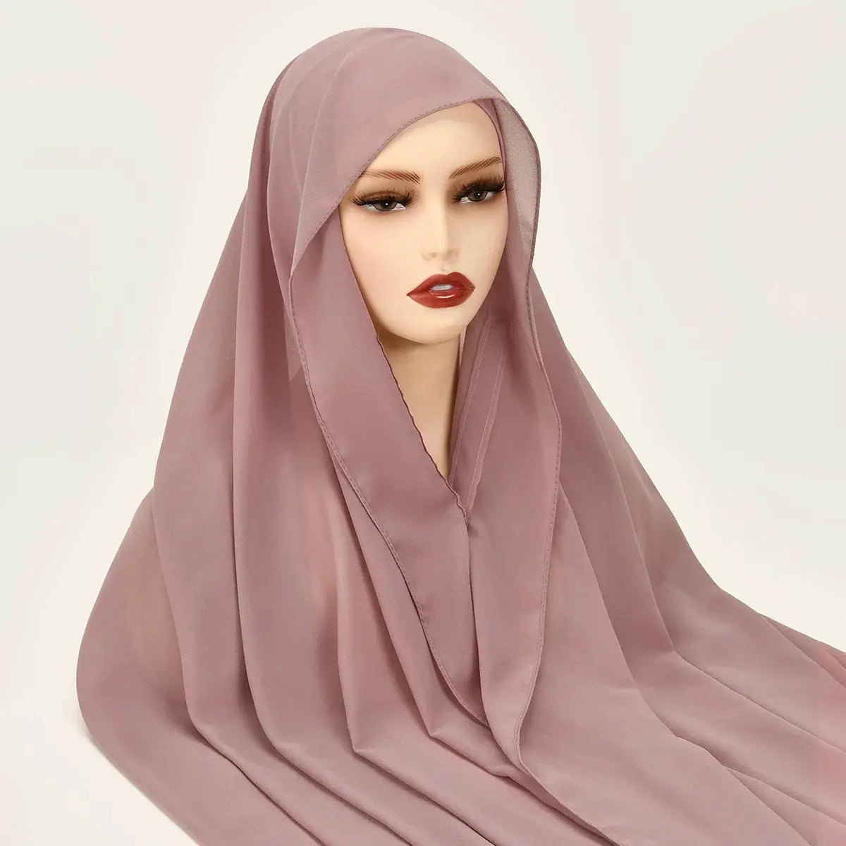NovaVibe Instant Chiffon Hijab Magnetic Buckle Solid Color Muslim Scarf Effortless Wear