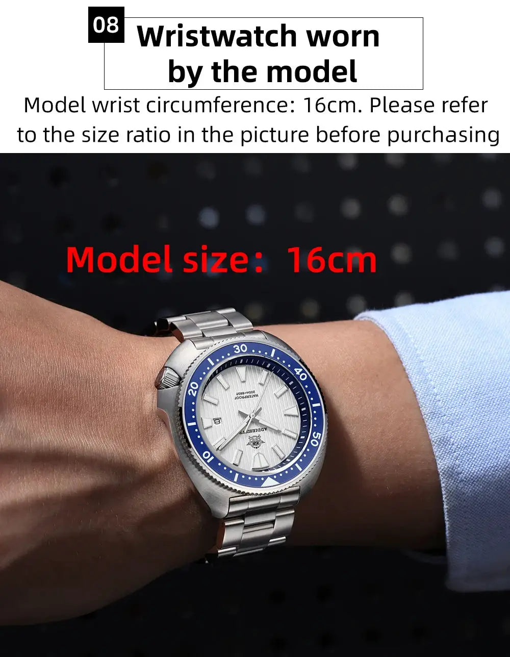 ADDIESDIVE Men's New Outdoor Quartz Watch 200M Diving BGW9 Super Blue Luminous Watch Sapphire Glass Men's Stainless Steel Watch