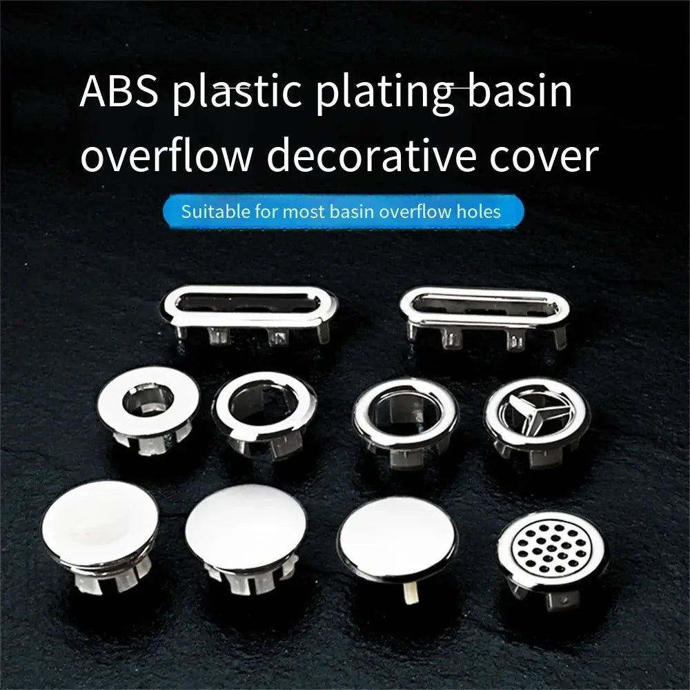 Sink overflow covers set by Simples Market; 4Pcs plastic chrome round drain caps