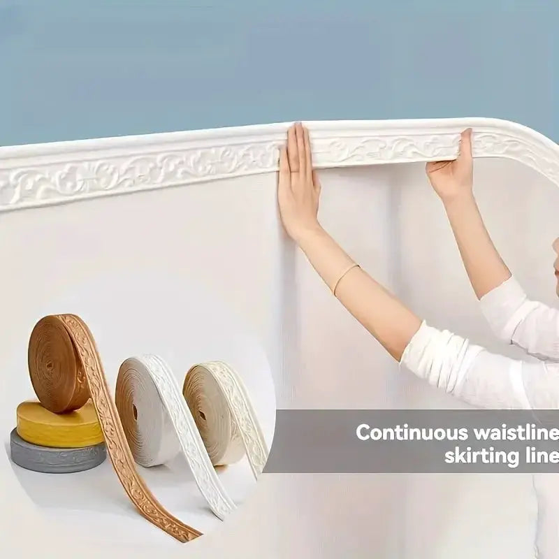 Simples Market 3D self-adhesive wall skirting trim, 230x8 cm, ornate border with assorted color rolls