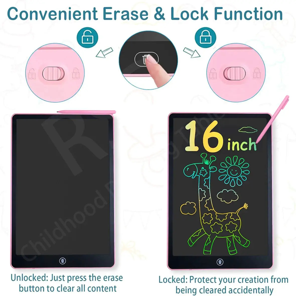 Simples Market pink LCD graphic tablets set of 2 with stylus, showing 16-inch drawing on right screen.