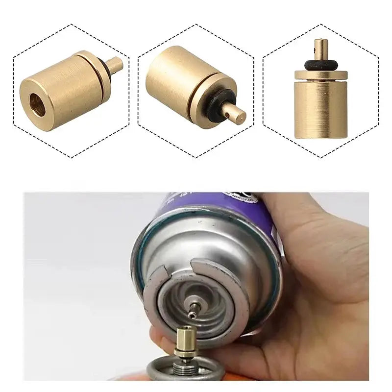 Simples Market brass gas tank adapters (set of 3) with spare O-rings for inflating butane canisters