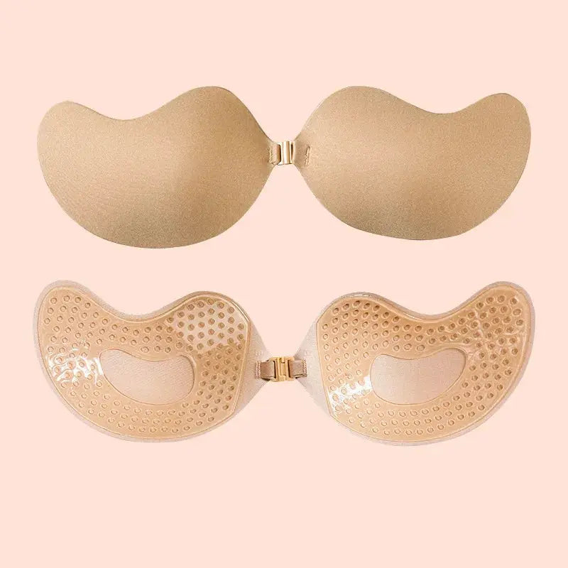 Simples Market nude strapless adhesive bra with seamless cups and silicone backing pads, two-piece set