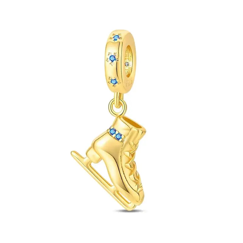 925 Sterling Silver Gold DIY Charms Beads Inlaid Zirconium Sun Leopard Pendants Fit Bracelet For DIY Jewelry Making
