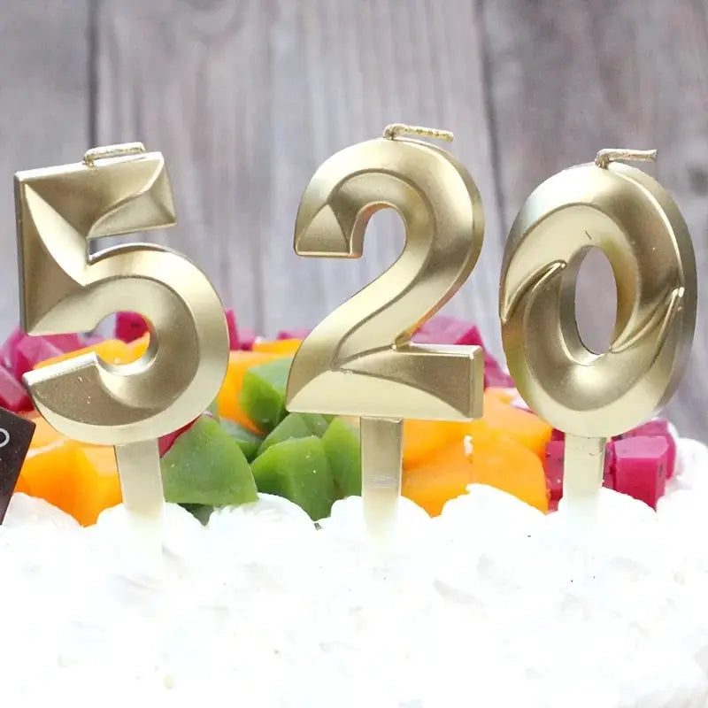 Creative Gold Diamond Number Candle Large 3D Birthday Cake Topper for Anniversary Celebration Age Decor