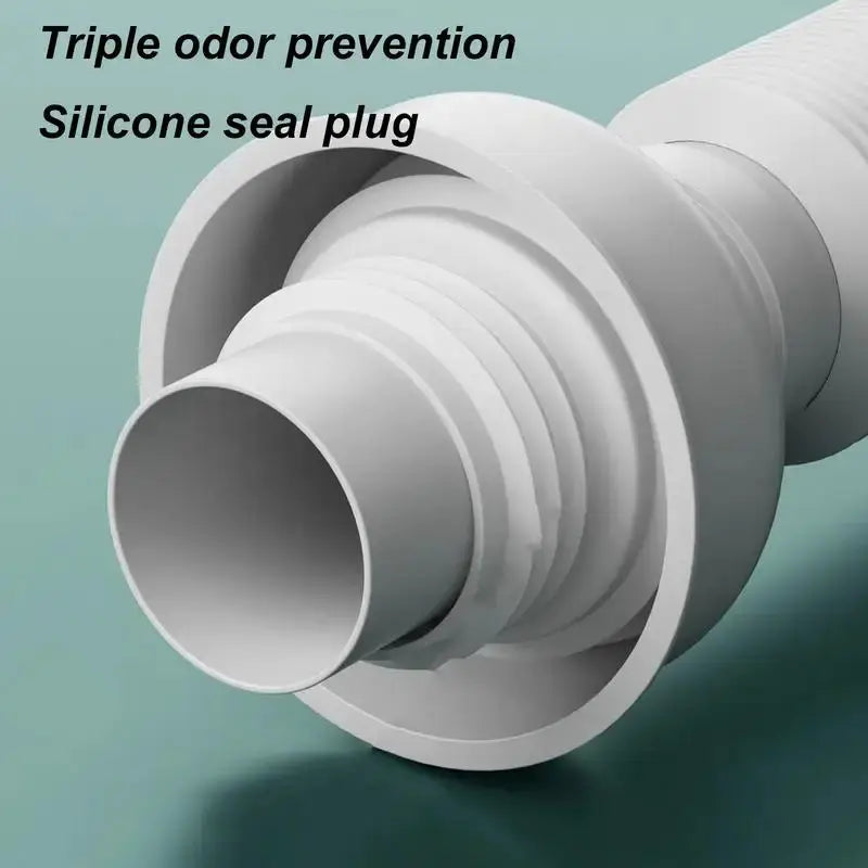 Retractable drain pipe from Simples Market with silicone seal plug, white plastic, anti-odor kitchen sink filter
