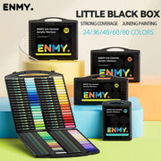 ENMY Acrylic Paint Markers by Simples Market; multiple black cases with soft head tips, 24–80 colors.