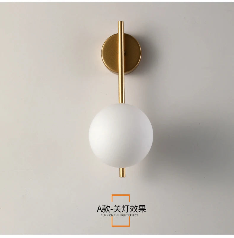 USB rechargeable gold LED glass wall lamp sconce with remote dimming