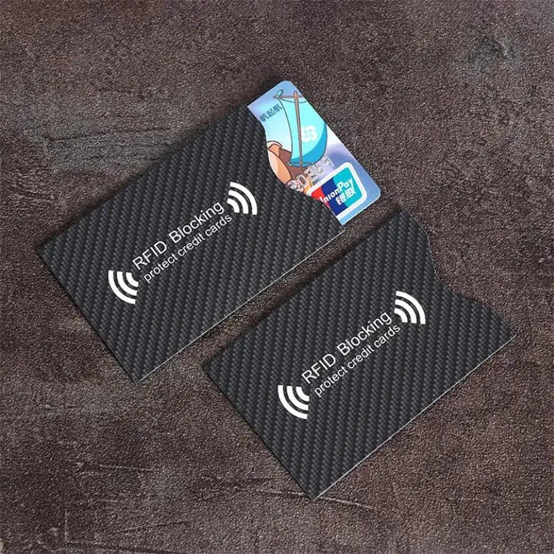 2-piece black RFID blocking card set for credit card protection