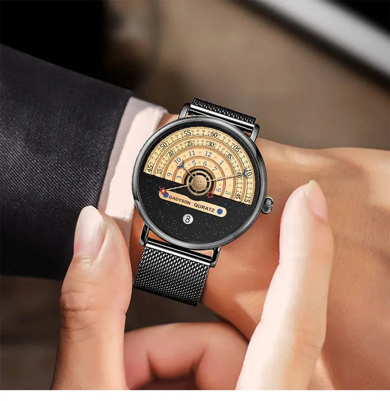Mens Business Quartz Watch With Date Calendar Stainless Steel Strap Professional Style