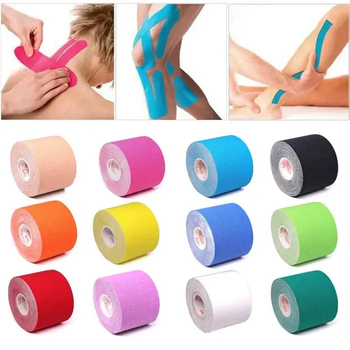 Simples Market kinesiology tape athletic bands, 2.5/5cm by 5m, waterproof, 12 rolls in assorted colors