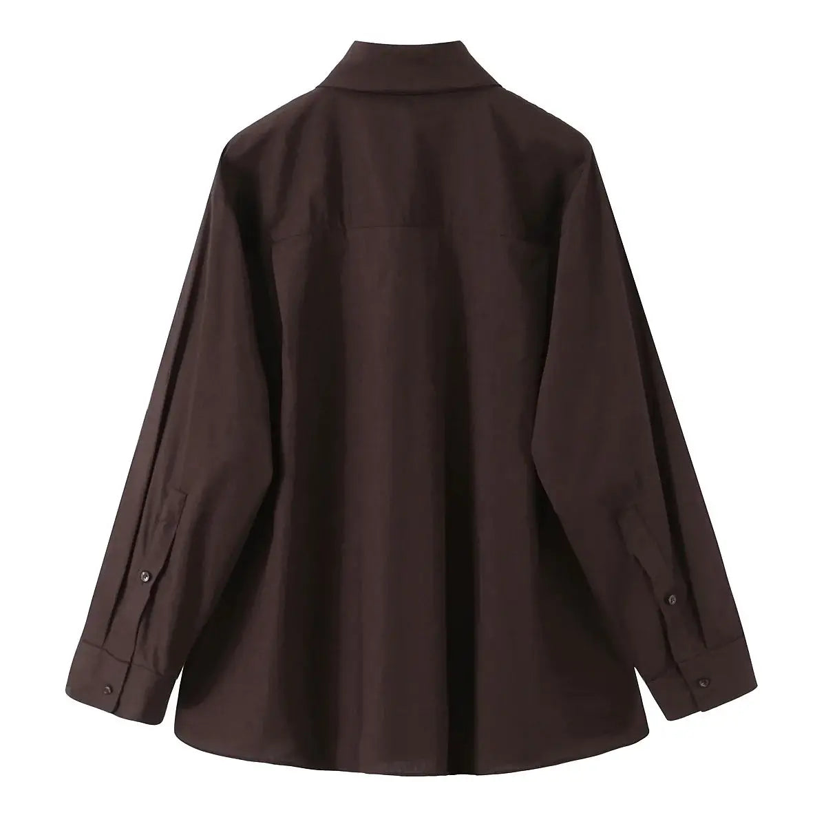 NLZGMSJ women's brown scarf shirt, loose-fit long-sleeve top by Simples Market