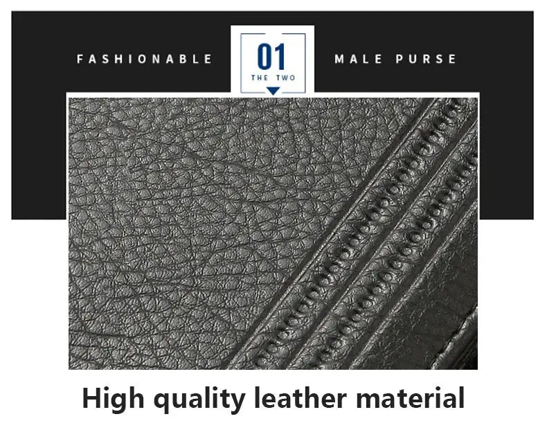 Men's slim bifold wallet in black leather by Simples Market with textured grain and visible stitching