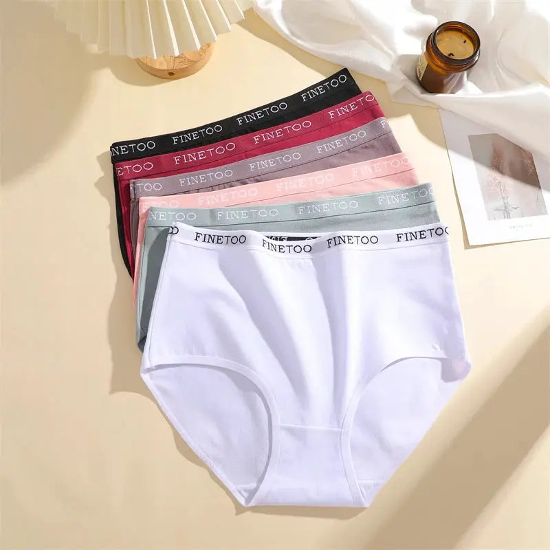 4-pack cotton high-waist women's underwear, seamless breathable briefs with elastic waistband in colors, Simples Market