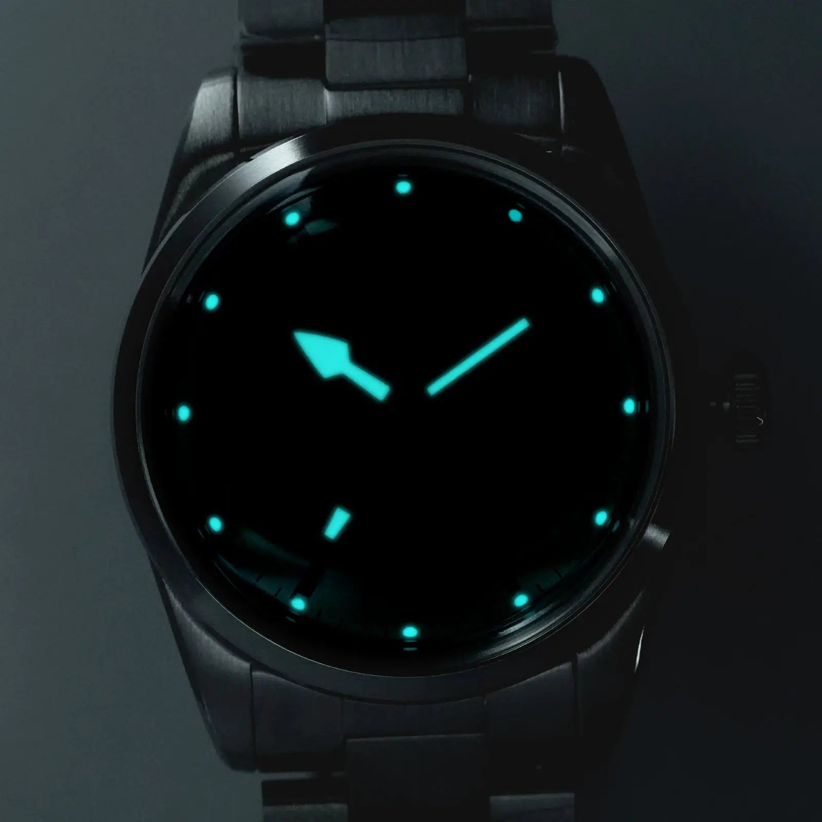 Watchdives WD1960S V2 stainless steel wristwatch with teal luminous markers and hands, sapphire crystal