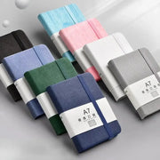 A7 mini pocket notebook set of 9 in assorted colors with elastic bands