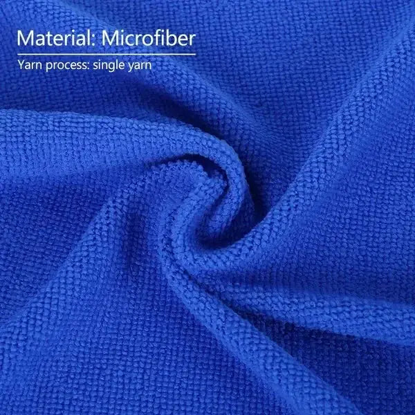 Blue microfiber towel for car wash and household cleaning.