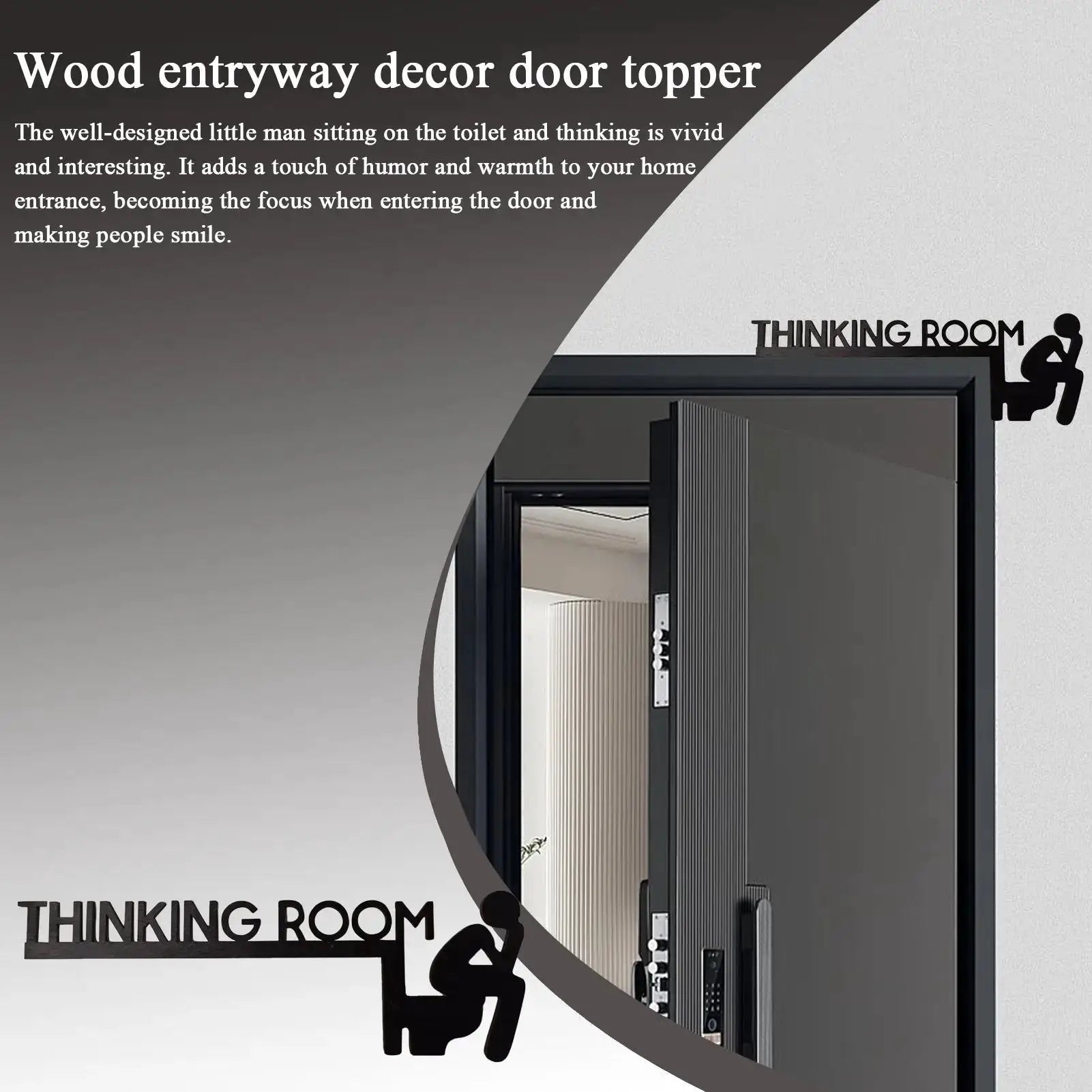 Wood door topper sign Thinking Room by Simples Market for bathroom or home decor