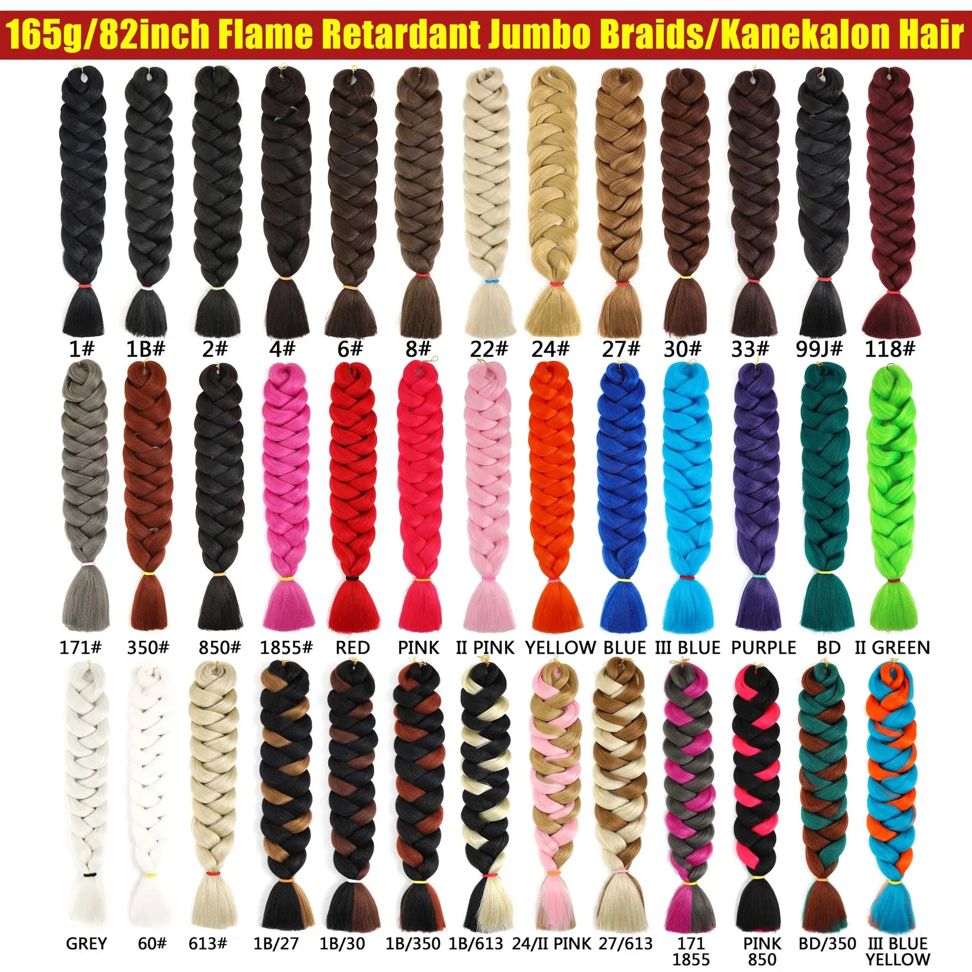 Simples Market 82-inch Kanekalon jumbo braiding hair extensions, 165g, pre-stretched, assorted color bundles