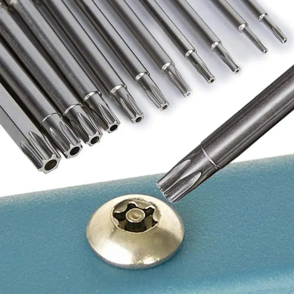 12pc Hollow Plum Blossom Screwdriver Bits 50mm Long S2 Steel Hex Shank for Woodworking Drill Set