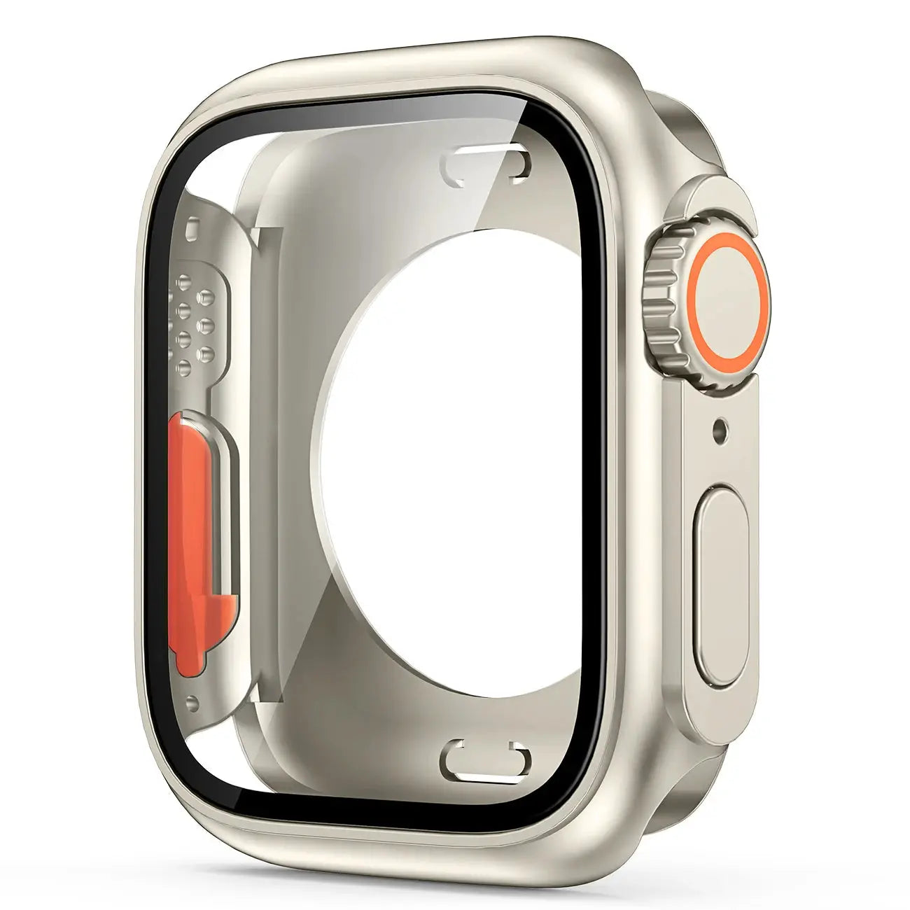 Apple Watch bumper case in champagne gold, hard PC front and rear protective frame for 40–46mm models