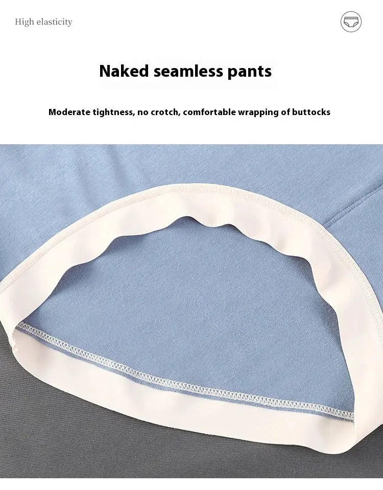Women's blue modal seamless panties with white waistband; high-waisted tummy-tuck style by Simples Market